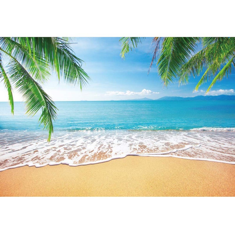 DASHAN 7x5ft Tropical Beach Backdrop Ocean Hawaiian Luau Background Party Decorations Summer Sea Sandy Palm Tree Photography Background Wedding Bridal Shower Nautical Photo Prop - Image 2